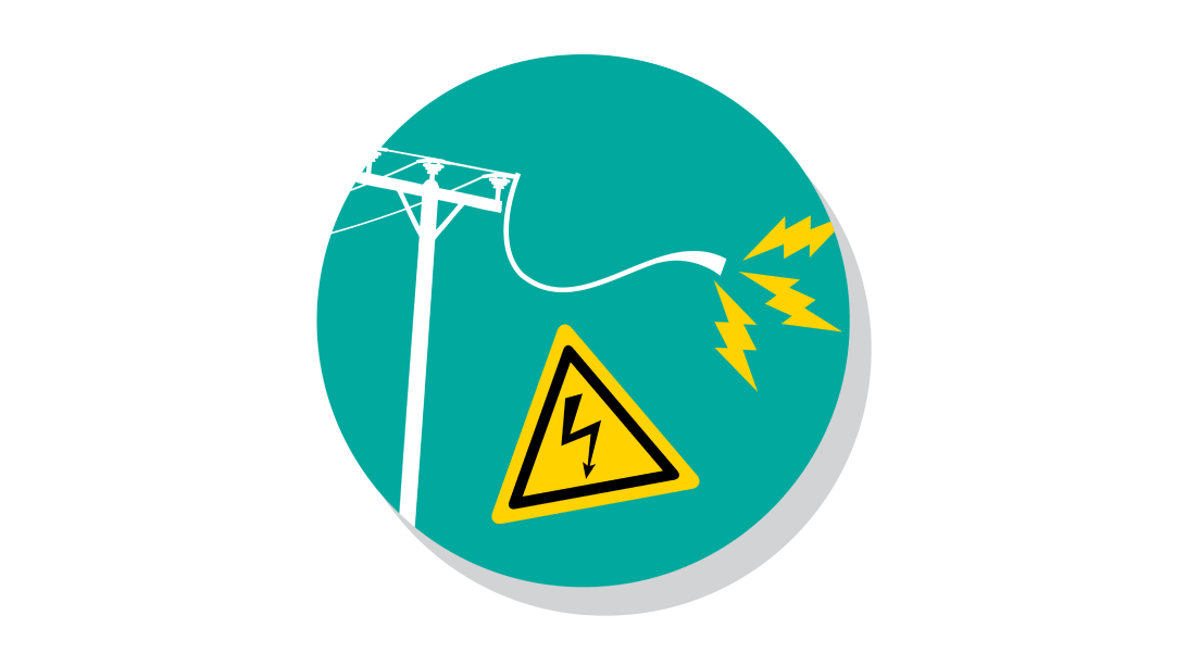 Icon illustrating never approach a fallen wire.