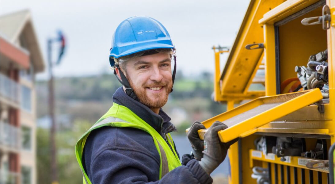 Technician opening truck