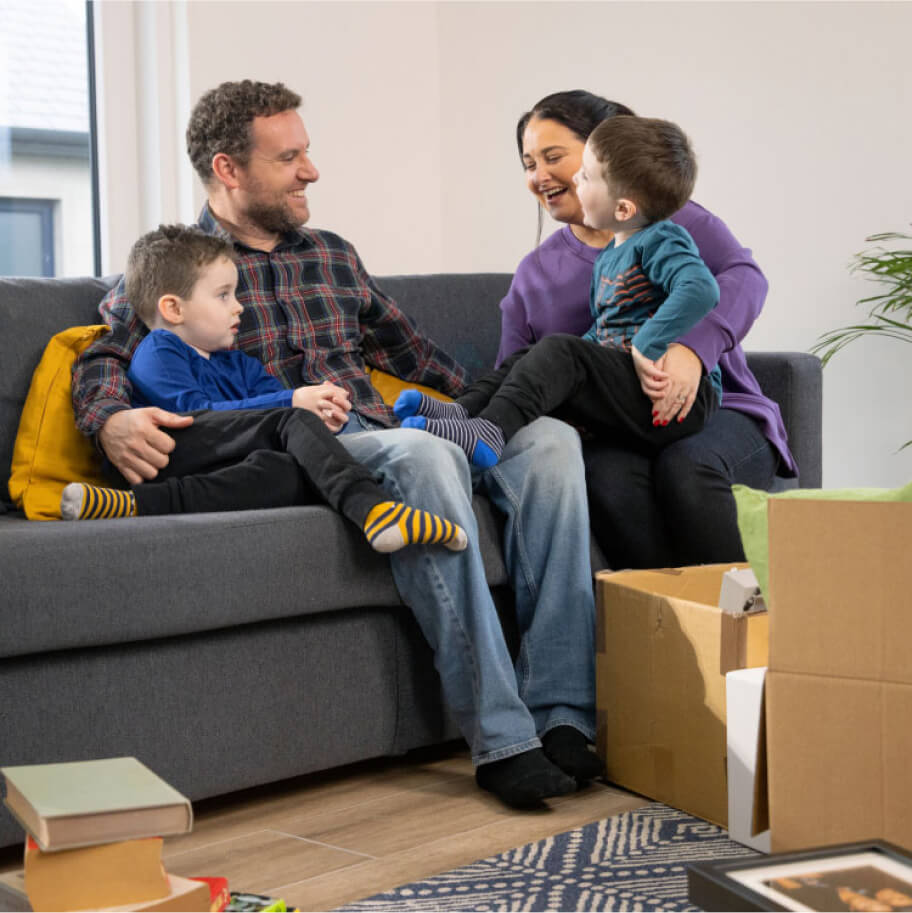 Happy family on a sofa