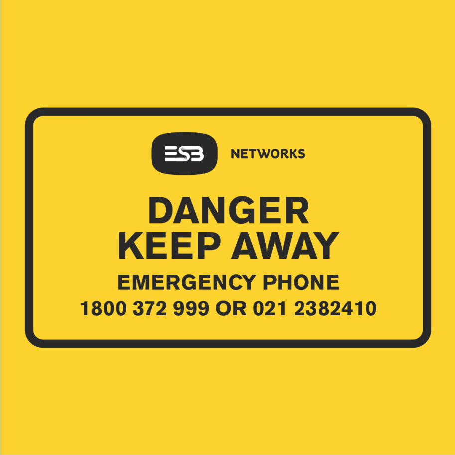 Danger keep away alert sign with emergency phone number