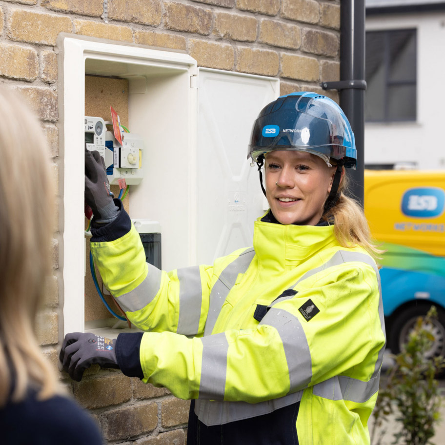 Technician showing a meter box